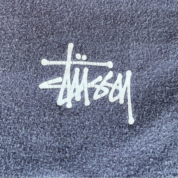 VTG Stussy Logo Streetwear Surf Crewneck Faded Distressed Blue Gray Mexico Small - Picture 3 of 10